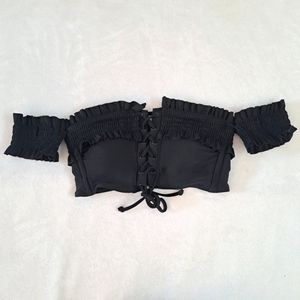 Black Lace Up Bikini Top